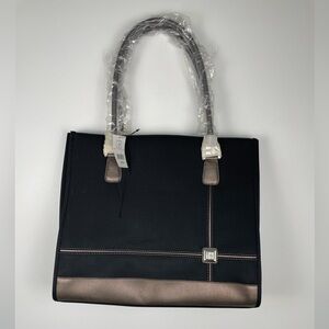 NWT Diane Von Furstenberg Black Structured Tote Quiet Luxury Corporate Core Bag